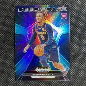 Stephon Castle 2024 Panini Prizim Draft Silver Holo Deep Space RC Rookie Spurs